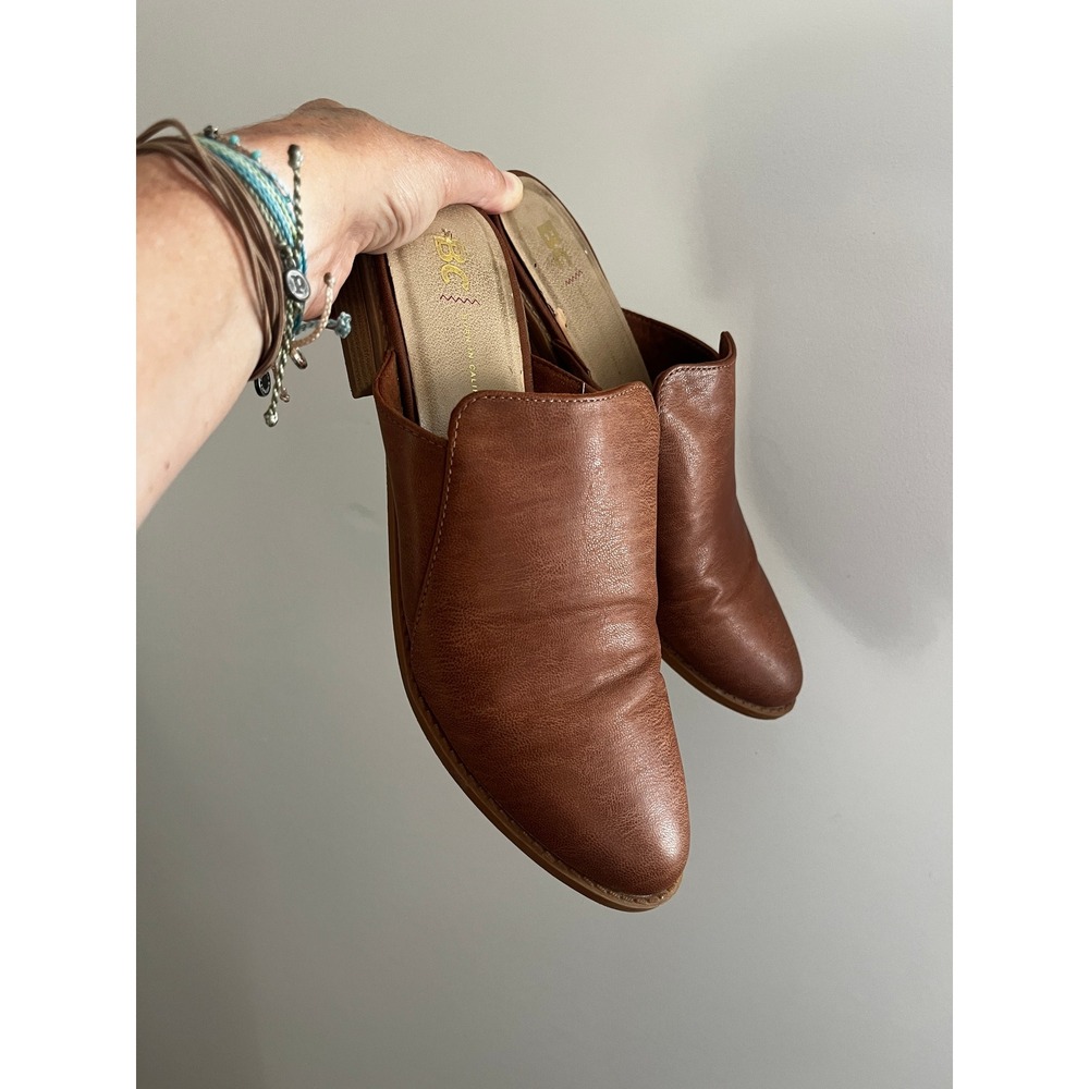 BP Leather Mules 6.5 Cognac Brown Maya Bootie Boho Chic Office Neutral Everyday